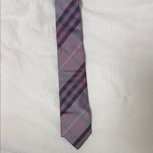 Burberry Lavender Plaid Silk Tie